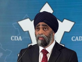 Minister of National Defence Minister Harjit Sajjan speaks to the Conference of Defence Associations Institute in Ottawa, Wednesday May 3, 2017. THE CANADIAN PRESS/Adrian Wyld