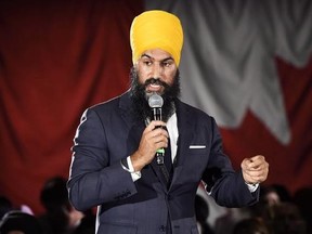 Ontario deputy NDP leader Jagmeet Singh launches his bid for the federal NDP leadership in Brampton, Ont., on Monday, May 15, 2017. A political science professor says a racist heckler that interrupted a campaign rally for NDP leadership hopeful Jagmeet Singh is an example of the discrimination that deters minorities from politics. THE CANADIAN PRESS/Nathan Denette