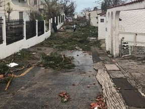 Debris lays scattered in the streets of St. Maarten in this undated handout photo. A group of Canadian medical students is urging the federal government to do more to help Canadian citizens trapped in St. Maarten after hurricane Irma pummelled the island nation. THE CANADIAN PRESS/HO, Dulani Samarappuli *MANDATORY CREDIT*