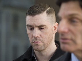 Adam Picard, left, with lawyer Lawrence Greenspon outside of the Ottawa Courthouse on Nov. 15, 2016, after murder charges against Picard were stayed because of court delays. Now, he faces a first-degree murder charge again, and has been denied bail awaiting his April 2018 trial.