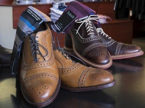 You can tell a lot about a man by his shoes. Handcrafted pure leather footwear by Allen Edmonds; hosiery by Pantherella of England. Shoes $475, socks $30-$35 at E.R. Fisher, 199 Richmond Rd.