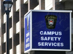 A man confronted campus special constables shortly before 4 a.m. Sunday morning,.