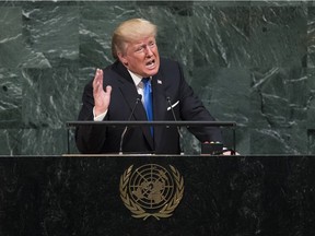 U.S. President Donald Trump addresses the United Nations General Assembly on Tuesday. Up next? Justin Trudeau will lay out the Canadian vision on Thursday.
