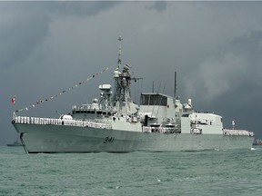 Crew members onboard the Royal Canadian Navy Halifax-class frigate, HMCS Ottawa wave during the inaugural maritime review along the strait near Changi Naval Base in Singapore on May 15, 2017. A new naming policy for ships, says a letter writer, gets it wrong. ROSLAN RAHMAN, AFP/Getty Images