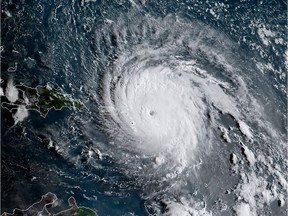 This satellite image obtained from the National Oceanic and Atmospheric Administration (NOAA) shows Hurricane Irma at 1130 UTC on September 6, 2017. AFP PHOTO / NOAA/RAMMB