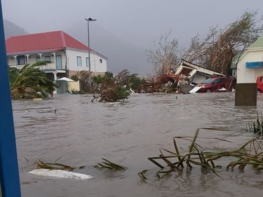 TOPSHOT-FRANCE-SAINT MARTIN-OVERSEAS-CARRIBBEAN-US-WEATHER-STORM

TOPSHOT - This handout picture released on September 6, 2017, on the twitter account of RCI.fm shows a flooded street on the French overseas island of Saint-Martin, after high winds from Hurricane Irma hit the island.  Monster Hurricane Irma slammed into Caribbean islands today after making landfall in Barbuda, packing ferocious winds and causing major flooding in low-lying areas. As the rare Category Five storm barreled its way across the Caribbean, it brought gusting winds of up to 185 miles per hour (294 kilometers per hour), weather experts said. / AFP PHOTO / TWITTER AND rci.fm / Rinsy XIENG / RESTRICTED TO EDITORIAL USE - MANDATORY CREDIT "AFP PHOTO / RCI.fm/ Rinsy XIENG" - NO MARKETING NO ADVERTISING CAMPAIGNS - DISTRIBUTED AS A SERVICE TO CLIENTS --RINSY XIENG/AFP/Getty Images

RESTRICTED TO EDITORIAL USE - MANDATORY CREDIT "AFP PHOTO / RCI.fm/ Rinsy XIENG" - NO MARKETING NO ADVERTISING CAMPAIGNS - DISTRIBUTED AS A SERVICE TO CLIENTS --
RINSY XIENG, AFP/Getty Images