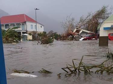 FRANCE-SAINT MARTIN-OVERSEAS-CARRIBBEAN-US-WEATHER-STORM-IRMA-HU

This handout picture released on September 6, 2017, on the twitter account of RCI.fm shows a flooded street on the French overseas island of Saint-Martin, after high winds from Hurricane Irma hit the island.  Monster Hurricane Irma slammed into Caribbean islands today after making landfall in Barbuda, packing ferocious winds and causing major flooding in low-lying areas. As the rare Category Five storm barreled its way across the Caribbean, it brought gusting winds of up to 185 miles per hour (294 kilometers per hour), weather experts said. / AFP PHOTO / TWITTER AND rci.fm / Rinsy XIENG / RESTRICTED TO EDITORIAL USE - MANDATORY CREDIT "AFP PHOTO / RCI.fm/ Rinsy XIENG" - NO MARKETING NO ADVERTISING CAMPAIGNS - DISTRIBUTED AS A SERVICE TO CLIENTS --RINSY XIENG/AFP/Getty Images

RESTRICTED TO EDITORIAL USE - MANDATORY CREDIT "AFP PHOTO / RCI.fm/ Rinsy XIENG" - NO MARKETING NO ADVERTISING CAMPAIGNS - DISTRIBUTED AS A SERVICE TO CLIENTS --
RINSY XIENG, AFP/Getty Images