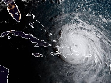 US-WEATHER-HURRICANE-CARIBBEAN

This satellite image obtained from the National Oceanic and Atmospheric Administration (NOAA) shows Huricane Irma at 1130UTC on September 7, 2017.  Irma cut a swathe of deadly destruction as it roared through the Caribbean, claiming at least nine lives and turning the tropical islands of St. Martin and Barbuda into mountains of rubble. One of the most powerful Atlantic storms on record, Irma churned westward off the northern coast of Puerto Rico early Thursday on a potential collision course with south Florida. / AFP PHOTO / NOAA/RAMMB / HO / RESTRICTED TO EDITORIAL USE - MANDATORY CREDIT "AFP PHOTO / NOAA/RAMMB" - NO MARKETING NO ADVERTISING CAMPAIGNS - DISTRIBUTED AS A SERVICE TO CLIENTS HO/AFP/Getty Images

RESTRICTED TO EDITORIAL USE - MANDATORY CREDIT "AFP PHOTO / NOAA/RAMMB" - NO MARKETING NO ADVERTISING CAMPAIGNS - DISTRIBUTED AS A SERVICE TO CLIENTS
HO, AFP/Getty Images