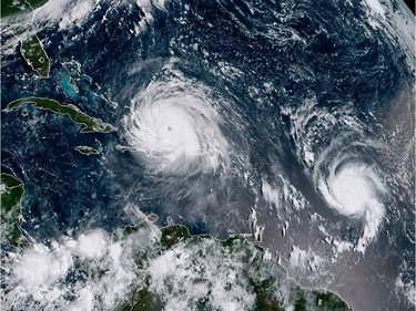 US-WEATHER-STORMS-HURRICANES

This satellite image obtained from the National Oceanic and Atmospheric Administration (NOAA) shows (L-R) Category 1, Hurricane Katia; Category 5, Hurricane Irma and, Category 1, Hurricane Jose at 1300UTC on September 7, 2017.  / AFP PHOTO / NOAA/RAMMB / Jose ROMERO / RESTRICTED TO EDITORIAL USE - MANDATORY CREDIT "AFP PHOTO / NOAA/RAMMB" - NO MARKETING NO ADVERTISING CAMPAIGNS - DISTRIBUTED AS A SERVICE TO CLIENTS JOSE ROMERO/AFP/Getty Images

RESTRICTED TO EDITORIAL USE - MANDATORY CREDIT "AFP PHOTO / NOAA/RAMMB" - NO MARKETING NO ADVERTISING CAMPAIGNS - DISTRIBUTED AS A SERVICE TO CLIENTS
JOSE ROMERO, AFP/Getty Images