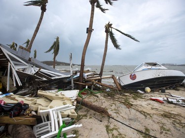 FRANCE-OVERSEAS-CARIBBEAN-WEATHER-HURRICANE

A photo taken on September 6, 2017 shows debris and a boat washed up onto shore in Marigot, near the Bay of Nettle, on the French Collectivity of Saint Martin, after the passage of Hurricane Irma. France, the Netherlands and Britain on September 7 sent water, emergency rations and rescue teams to their stricken territories in the Caribbean hit by Hurricane Irma, which has killed at least 10 people. The worst-affected island so far is Saint Martin, which is divided between the Netherlands and France, where eight of the 10 confirmed deaths took place.  / AFP PHOTO / Lionel CHAMOISEAULIONEL CHAMOISEAU/AFP/Getty Images
LIONEL CHAMOISEAU, AFP/Getty Images