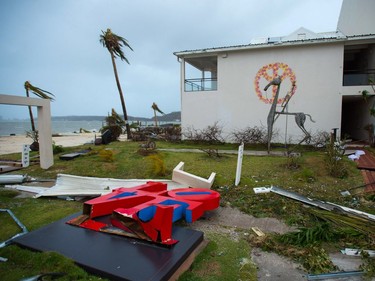 FRANCE-OVERSEAS-CARIBBEAN-WEATHER-HURRICANE

A photo taken on September 6, 2017 shows debris outside the damaged Hotel Mercure in Marigot, near the Bay of Nettle, on the French Collectivity of Saint Martin, after the passage of Hurricane Irma. France, the Netherlands and Britain on September 7 sent water, emergency rations and rescue teams to their stricken territories in the Caribbean hit by Hurricane Irma, which has killed at least 10 people. The worst-affected island so far is Saint Martin, which is divided between the Netherlands and France, where eight of the 10 confirmed deaths took place.  / AFP PHOTO / Lionel CHAMOISEAULIONEL CHAMOISEAU/AFP/Getty Images
LIONEL CHAMOISEAU, AFP/Getty Images