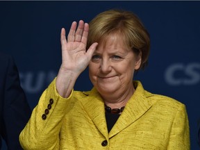 German Chancellor Angela Merkel, party leader of the Christian Democratic Union party (CDU), at an election campaign event in Regensburg, southern Germany, on September 18, 2017 CHRISTOF STACHE/AFP/Getty Images