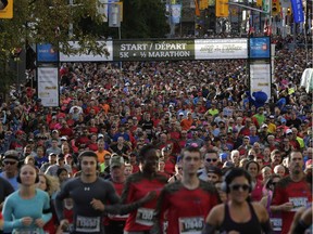 Waves of runners make their way up Elgin Street at the start of the Canada Army Run last year on Sept. 18.