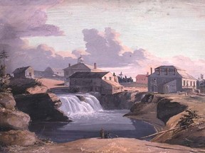 1823
A View of the Mill and Tavern of Philemon Wright at the Chaudière Falls, Hull on the Ottawa River, Lower Canada.