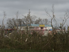 Trees and buildings stand damaged after the passing of Hurricane Maria, in Yabucoa, Puerto Rico, Thursday, September 21, 2017. As of Thursday evening, Maria was moving off the northern coast of the Dominican Republic with winds of 120 mph (195 kph). The storm was expected to approach the Turks and Caicos Islands and the Bahamas late Thursday and early Friday. (AP Photo/Carlos Giusti)