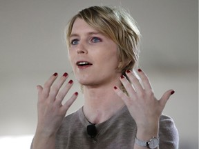 Chelsea Manning addresses an audience, Sunday, Sept. 17, 2017. Manning is a former U.S. Army intelligence analyst who spent time in prison for sharing classified documents.
