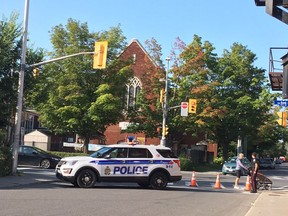 Police arrived to block off Bank Street at Cameron Avenue in Old Ottawa South