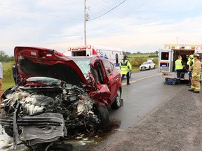 Two women were killed and one man suffered serious injuries in this crash on Dalmeny Road near Metcalfe Thursday.