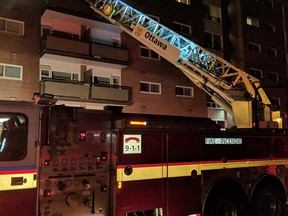 Scott Stilborn‏ @OFSFirePhoto 3h3 hours ago

Ottawa Fire at a Working Fire at 1140 Meadowlands Dr. E. Fire contained to 1 unit on the 5th floor. 1 patient in care of Otawa Paramedics.
0 replies 7 retweets 1 like