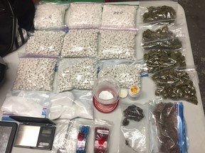 Gatineau police display drugs seized in a raid on Tuesday, Sept. 26.