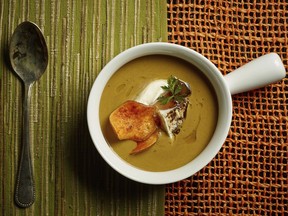 This Sept. 8, 2017 photo provided by The Culinary Institute of America shows autumn sweet potato and mushroom soup in Hyde Park, N.Y. This dish is from a recipe by the CIA. (Phil Mansfield/The Culinary Institute of America via AP) ORG XMIT: NYCI101

FOR USE WITH AP LIFESTYLES
Phil Mansfield, AP