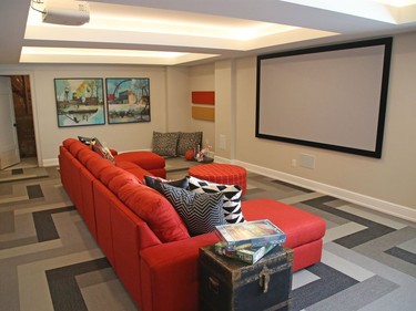 Basement home theatre for the CHEO Dream of a Lifetime Lottery in Ottawa.