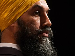 Jagmeet Singh listens during the final federal NDP leadership debate in Vancouver, B.C., on Sunday September 10, 2017.