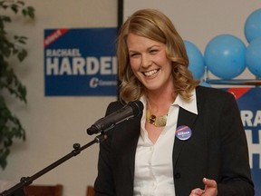 Convervative Rachael Harder was greeted by cheering supporters after being elected as the MP in the Lethbridge Riding, Monday, October 19.