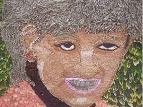 The late Princess Diana rendered in floral materials.