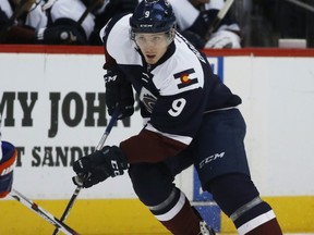 FILE - In this March 23, 2017, file photo, Colorado Avalanche center Matt Duchene drives down the ice against the Edmonton Oilers in the first period of an NHL hockey game, in Denver. Even with two years left on his contract with the Colorado Avalanche, Matt Duchene's situation is anything but simple. With his name in trade talks at the deadline and then again at the draft, Duchene went about his business playing for by far the NHL's worst team. But after another offseason of general manager Joe Sakic not making a move, Duchene is unhappy in limbo and there's uncertainty about how he'll handle training camp.