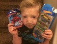 Jackson Bezzant with gifts from neighbours who heard about the bullying he faced in school.