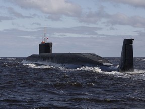 FILE - in this file photo taken on Thursday, July 2, 2009,  the Russian nuclear submarine, Yuri Dolgoruky, is seen during sea trials near Arkhangelsk, Russia.  The Russian navy said in a statement Friday March 31, 2017,  that its submarines have increased combat patrols to the level last seen during the Cold War. (AP Photo/Alexander Zemlianichenko, File) ORG XMIT: XAZ112

FILE PHOTO TAKEN ON THURSDAY, JULY 2, 2009
Alexander Zemlianichenko, AP