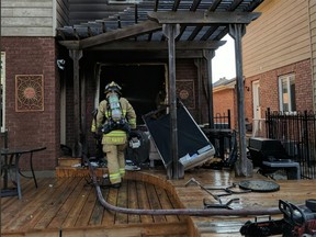 Scene from fire at 4 Shaunessy Cres & Kanata Ave. 
 Scott Stilborn‏ OFS