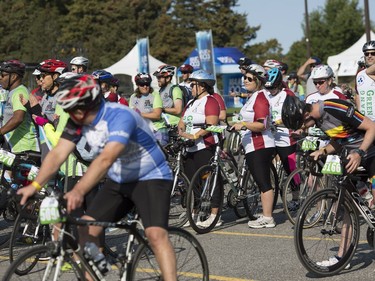 Cyclists started their 50km route from Tunney's Pasture at this year's The Ride fundraiser for research at the Ottawa Hospital, on Sept. 10, 2017.