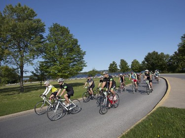 Cyclists started their 50km route from Tunney's Pasture at this year's The Ride fundraiser for research at the Ottawa Hospital, on Sept. 10, 2017. (David Kawai)