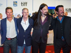 The Tragically Hip - minus Gord Downie - on the red carpet for Long Time Running during the Toronto International Film Festival in Toronto on Wednesday September 13, 2017.  From left are - Gord Sinclair, Johnny Fay, Rob Baker and Paul Langlois.