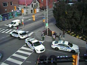 Police at scene of crash at Waller and Besserer.