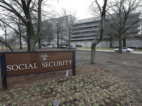 FILE - This Friday, Jan. 11, 2013 file photo, shows the Social Security Administration's main campus is seen in Woodlawn, Md. More than 1 million Americans are waiting for a hearing to see whether they qualify for disability benefits from Social Security. Their average wait will be nearly two years, longer than some of them will live. (AP Photo/Patrick Semansky, File)