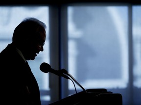 FILE - In this Sept. 28, 2017, file photo, Health and Human Services Secretary Tom Price is seen silhouetted as he speaks during a National Foundation for Infectious Diseases (NFID) news conference in Washington. Price announced Friday, Sept. 29, 2017, he is resigning amid criticism of his travel on private planes. (AP Photo/Pablo Martinez Monsivais, File)