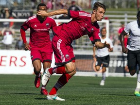Nick DePuy, seen here in a home game on Oct. 1, scored Fury FC's only goal of Saturday's game in the ninth minute.   Ashley Fraser/Postmedia
