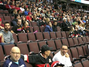 Empty seats in the first period during an Ottawa Senators game last season.