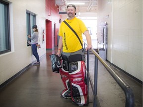 Special Olympics athlete Chris Brownlee was in goal for hockey at Motionball and a few minutes later was shooting baskets.