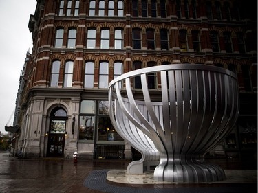 The new Stanley Cup monument was unveiled on Sparks Street Saturday night and photographed Sunday October 28, 2017.