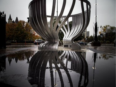 The new Stanley Cup monument was unveiled on Sparks Street Saturday night and photographed Sunday October 28, 2017.