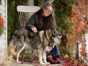 Genevieve Way, President of COPKA (Cooperative Policing Killaloe Area) and an advocate of restorative justice,  says the community is still trying to heal two years after the killings of three Renfrew County women. Way has looked after Anastasia Kuzyk's dog Sheeba ever since the day of the shootings.  Julie Oliver/Postmedia
Julie Oliver, Postmedia