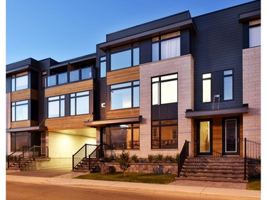 The GOHBA Housing Design Awards 2017 winner in the category Low Rise Unit is The Carriageway Townhome at Booth St. Central: Hobin Architecture Inc. with Patten Homes 2000.