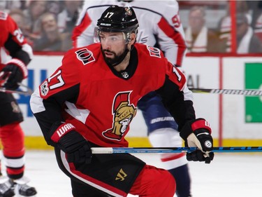 Washington Capitals v Ottawa Senators

OTTAWA, ON - OCTOBER 5: Nate Thompson #17 skates in his first game as a member of the Ottawa Senators in a game against the Washington Capitals at Canadian Tire Centre on October 5, 2017 in Ottawa, Ontario, Canada.  (Photo by Jana Chytilova/Freestyle Photography/Getty Images)
Jana Chytilova/Freestyle Photo, Getty Images