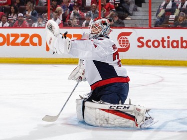 Washington Capitals v Ottawa Senators

OTTAWA, ON - OCTOBER 5: Braden Holtby #70 of the Washington Capitals makes a glove save against the Ottawa Senators in the second period at Canadian Tire Centre on October 5, 2017 in Ottawa, Ontario, Canada.  (Photo by Jana Chytilova/Freestyle Photography/Getty Images)
Jana Chytilova/Freestyle Photo, Getty Images