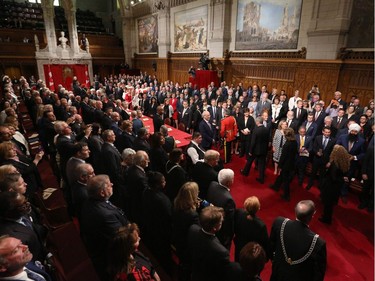 The Designate Governor General Julie Payette(bottom right) and her son Laurier Payette Flynn arrive in the senate in Ottawa, Ontario, October 2, 2017. Former astronaut Julie Payette will become the 29th Governor General of Canada.