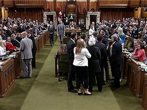 Parliament has had some uncivil moments, even in recent history. This file shot from May 2016 shows Prime Minister Justin Trudeau involved in the ruckus that led to a female NDp Mp being jostled and leaving the chamber. Trudeau later apologized.